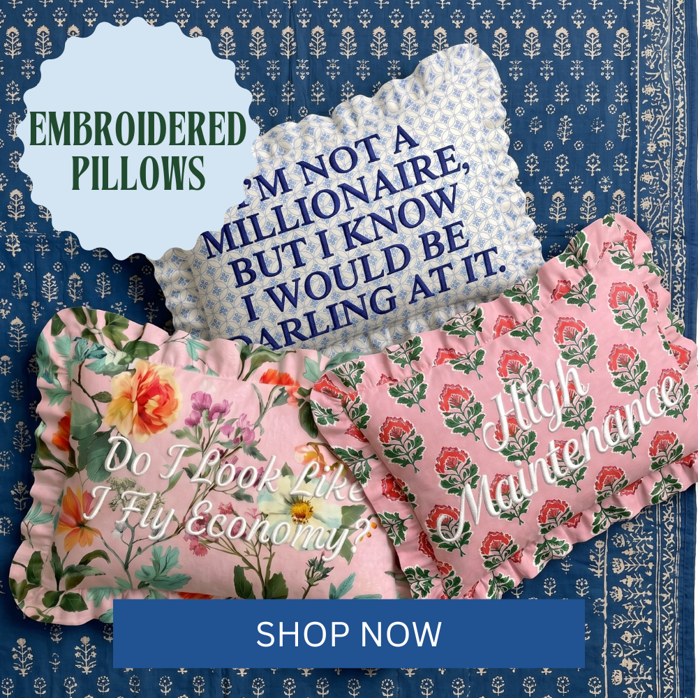 Embroidered Ruffled Pillows