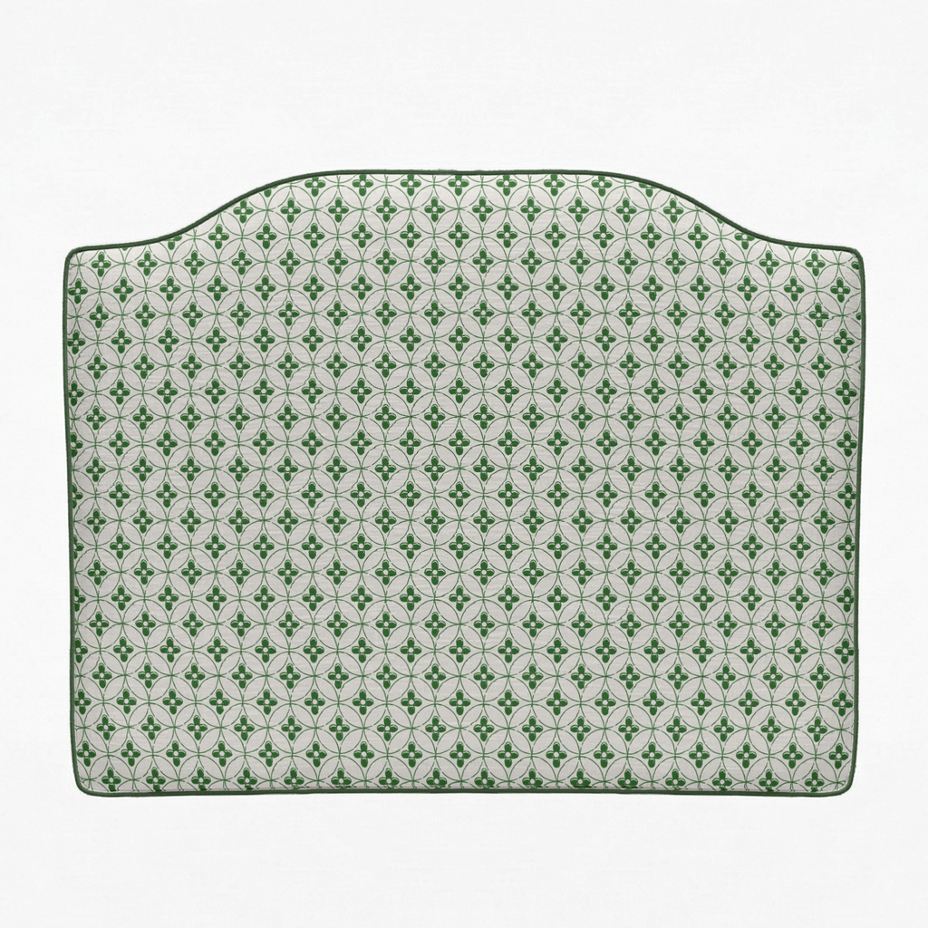 Palmer green pattern headboard with green and white design on a white background