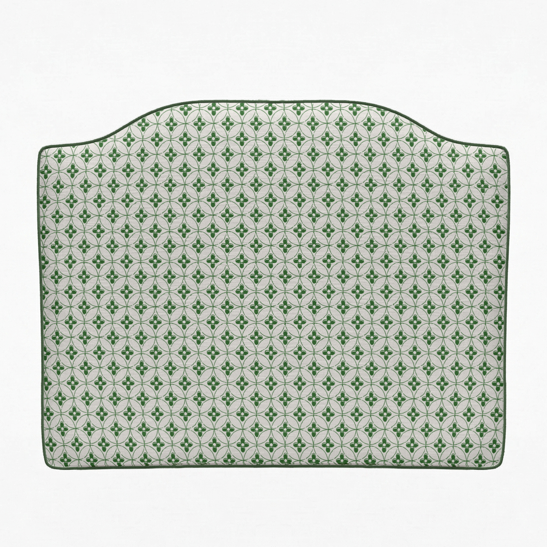 Palmer green pattern headboard with green and white design on a white background