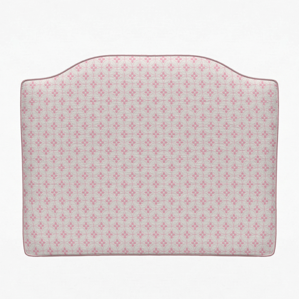 Palmer Pink pattern headboard with pink and white design on a light background