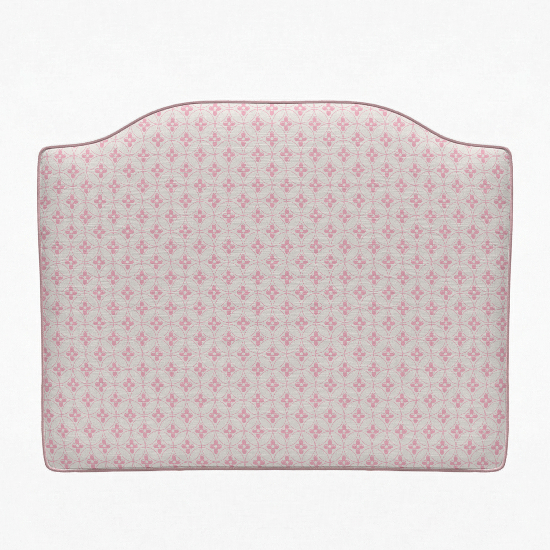 Palmer Pink pattern headboard with pink and white design on a light background