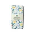 kitchen tea towel with lemon pattern and Loom & Cloth branding on a white background