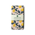 kitchen tea towel with lemon pattern on a white background