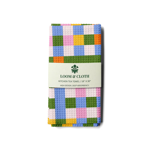 kitchen tea towel with Loom & Cloth branding on a white background.