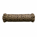 Roll of paper with leopard print pattern on a white background