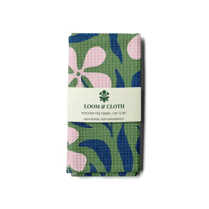 Eternal Wild Abstract Flower Garden | Waffle Weave Tea Towel