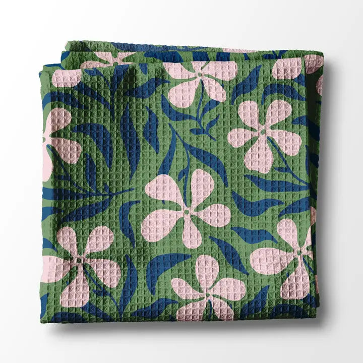 Eternal Wild Abstract Flower Garden | Waffle Weave Tea Towel