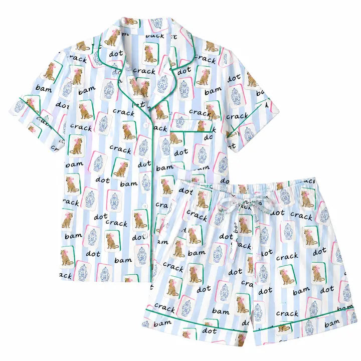 Leopard Mahjong Short Sleeved Pajama Set | PJs
