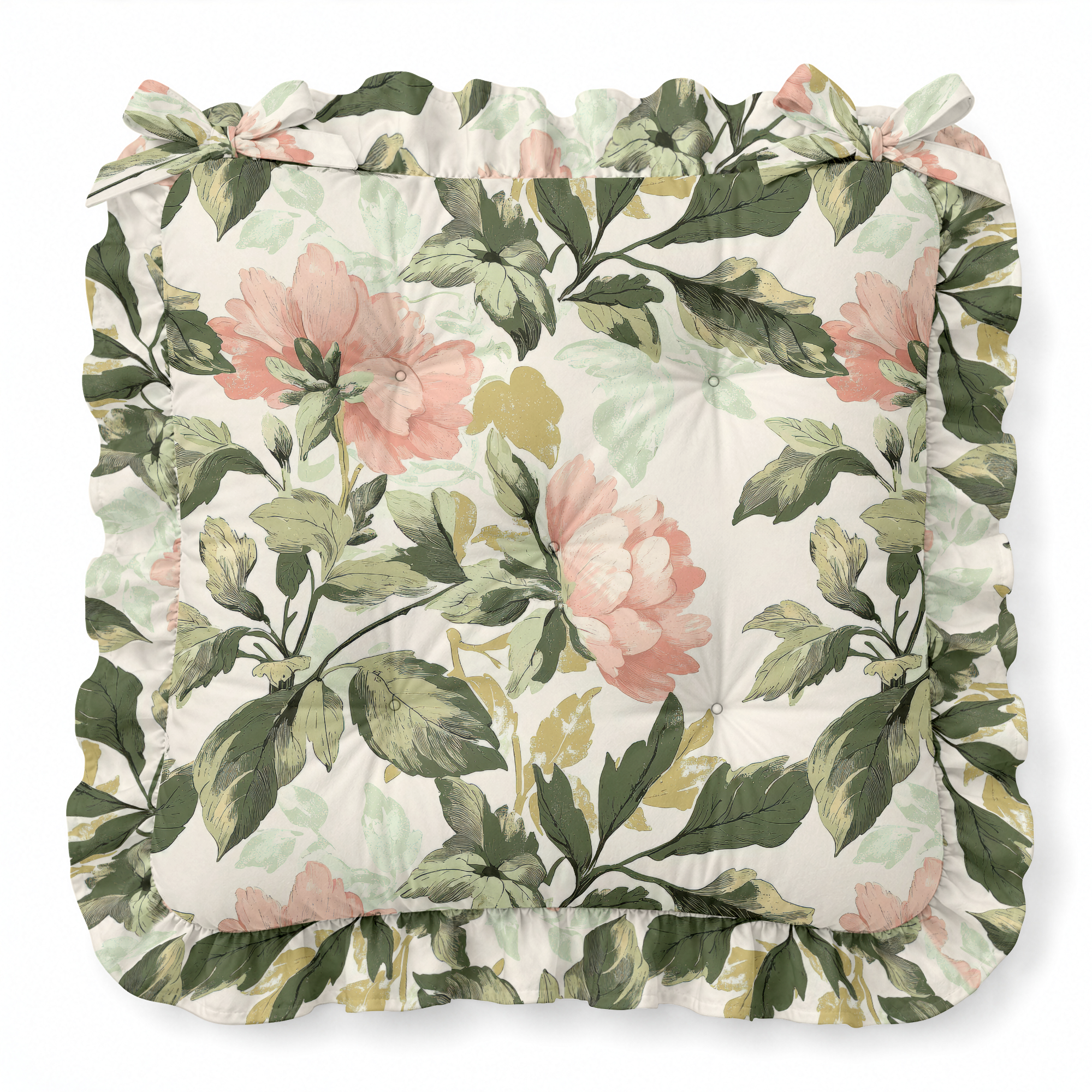 Eileen Ruffled Chair Pad | Chair Cushion