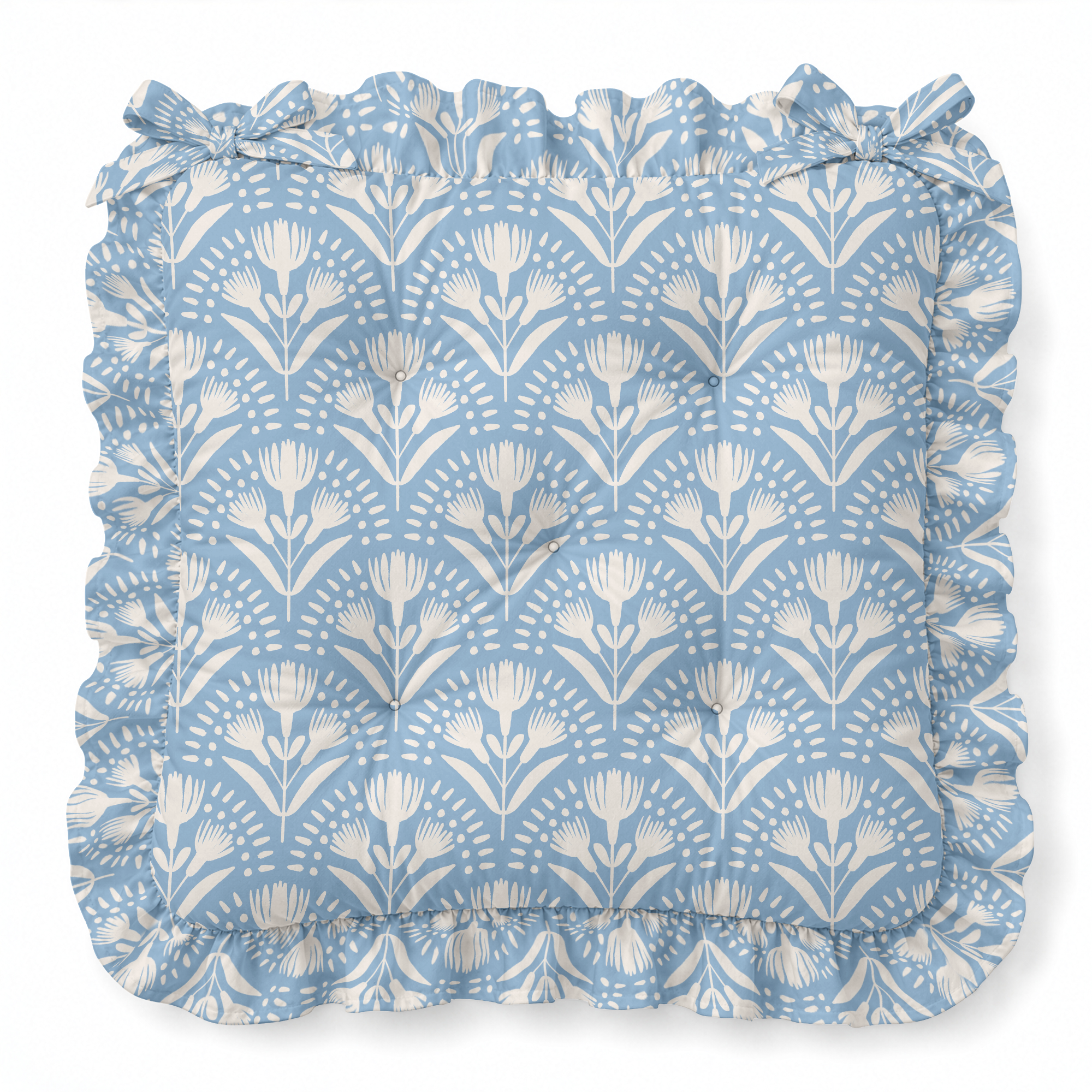 Serena Ruffled Chair Pad | Chair Cushion