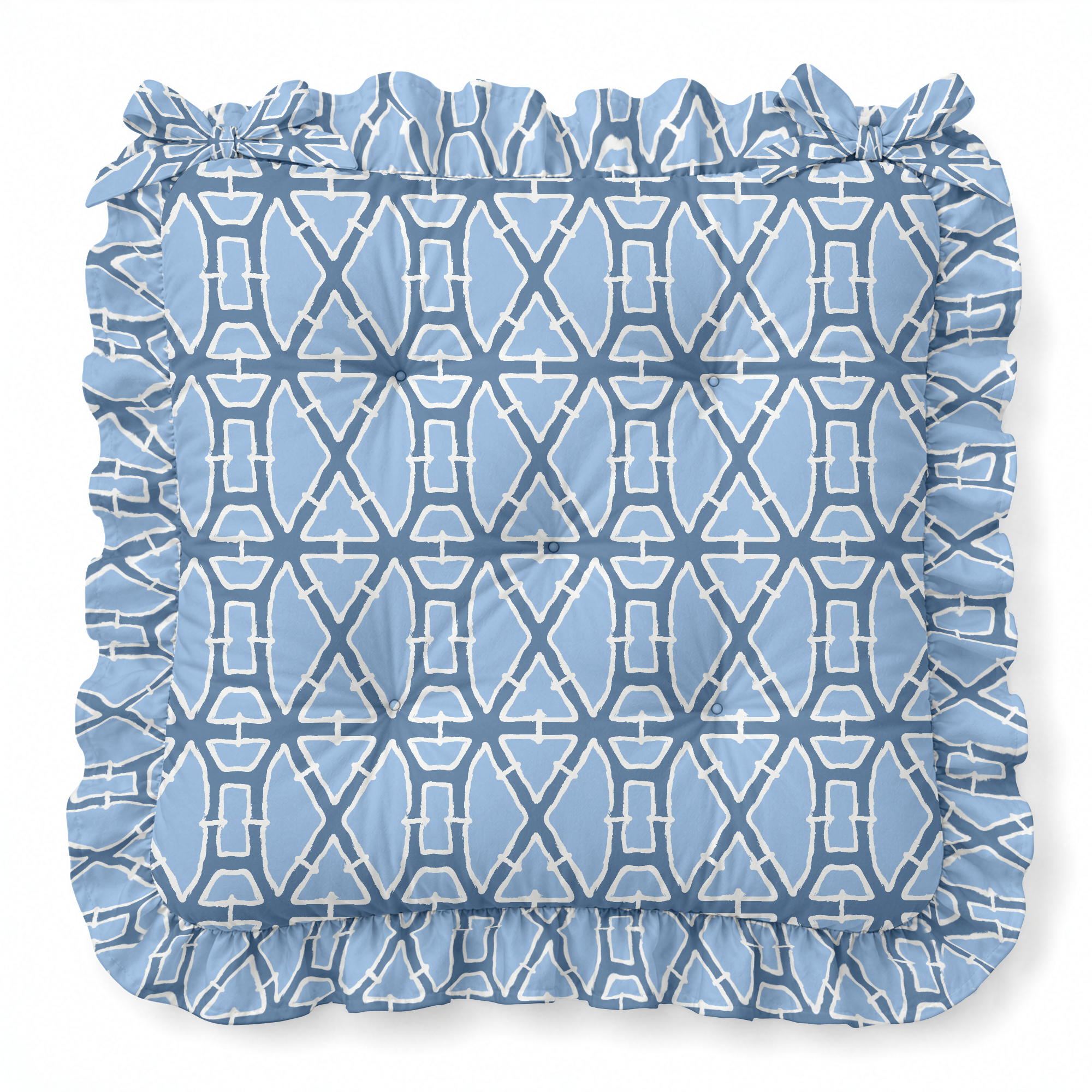 Lattice Ruffled Chair Pad | Chair Cushion