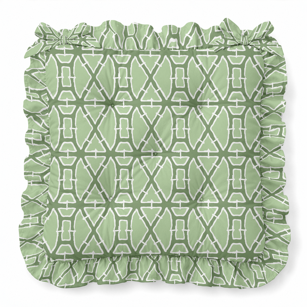 Lattice Ruffled Chair Pad | Chair Cushion