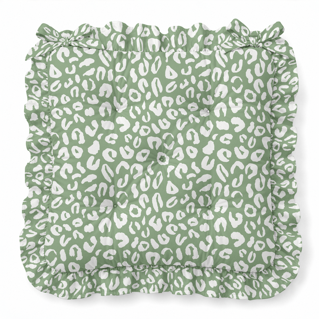 Leopard Spots Ruffled Chair Pad | Chair Cushion
