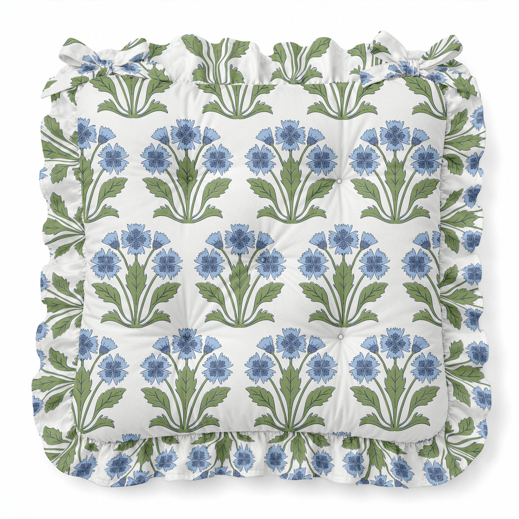 Dianthus Ruffled Chair Pad | Chair Cushion
