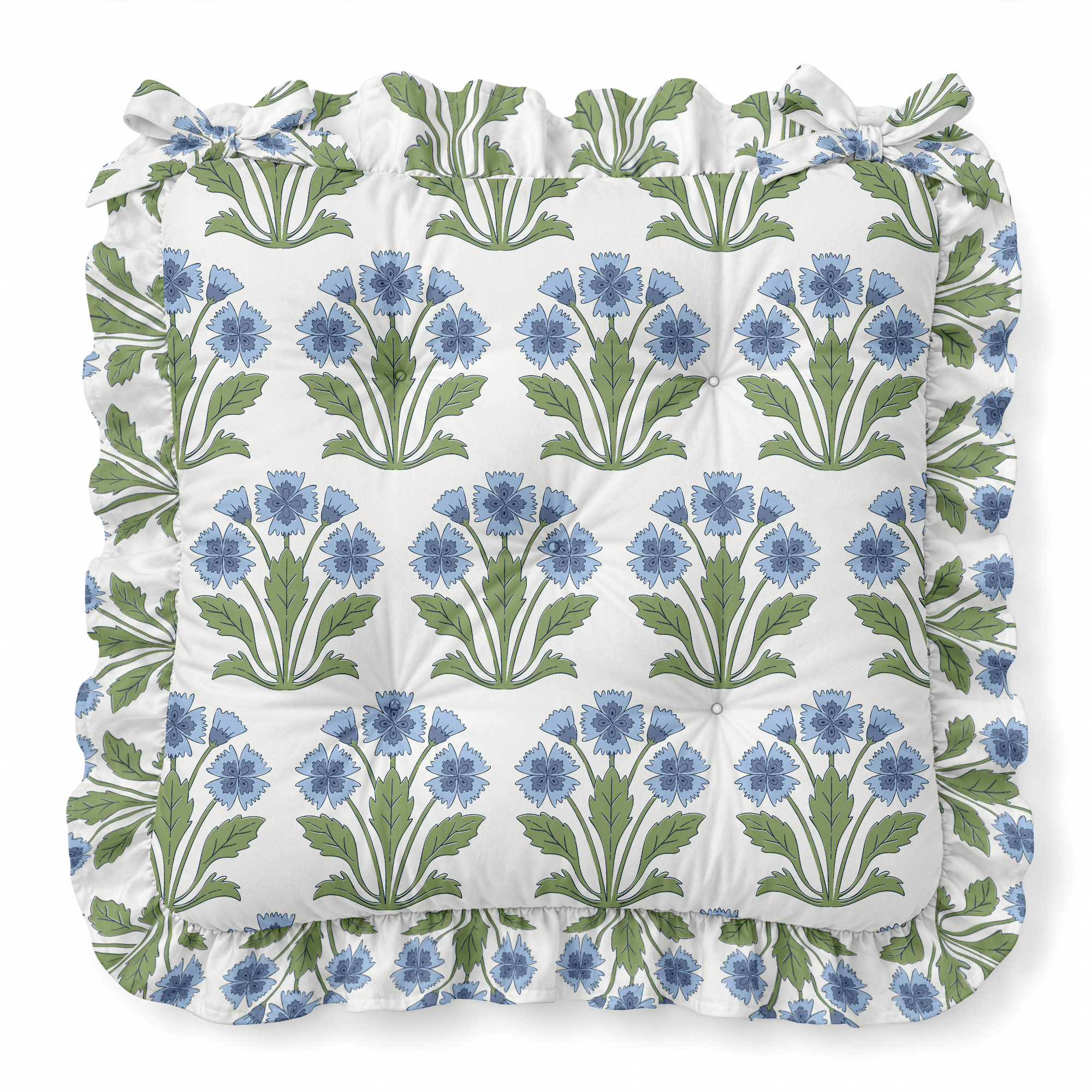Dianthus Ruffled Chair Pad | Chair Cushion