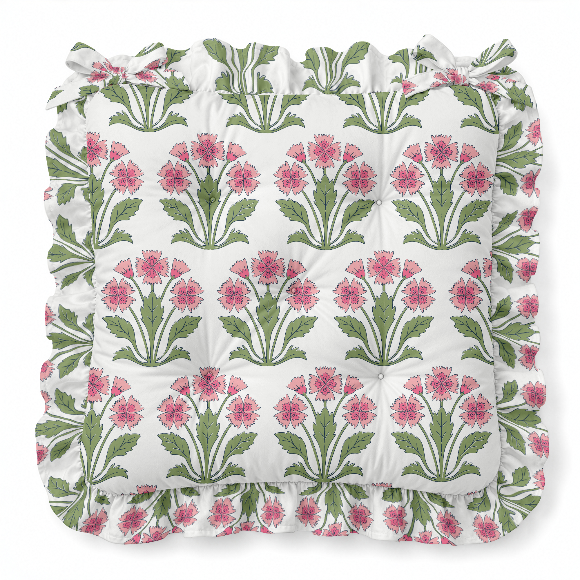 Dianthus Ruffled Chair Pad | Chair Cushion