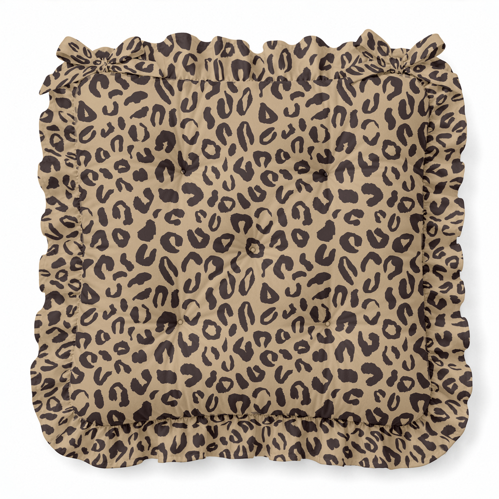 Leopard Spots Ruffled Chair Pad | Chair Cushion