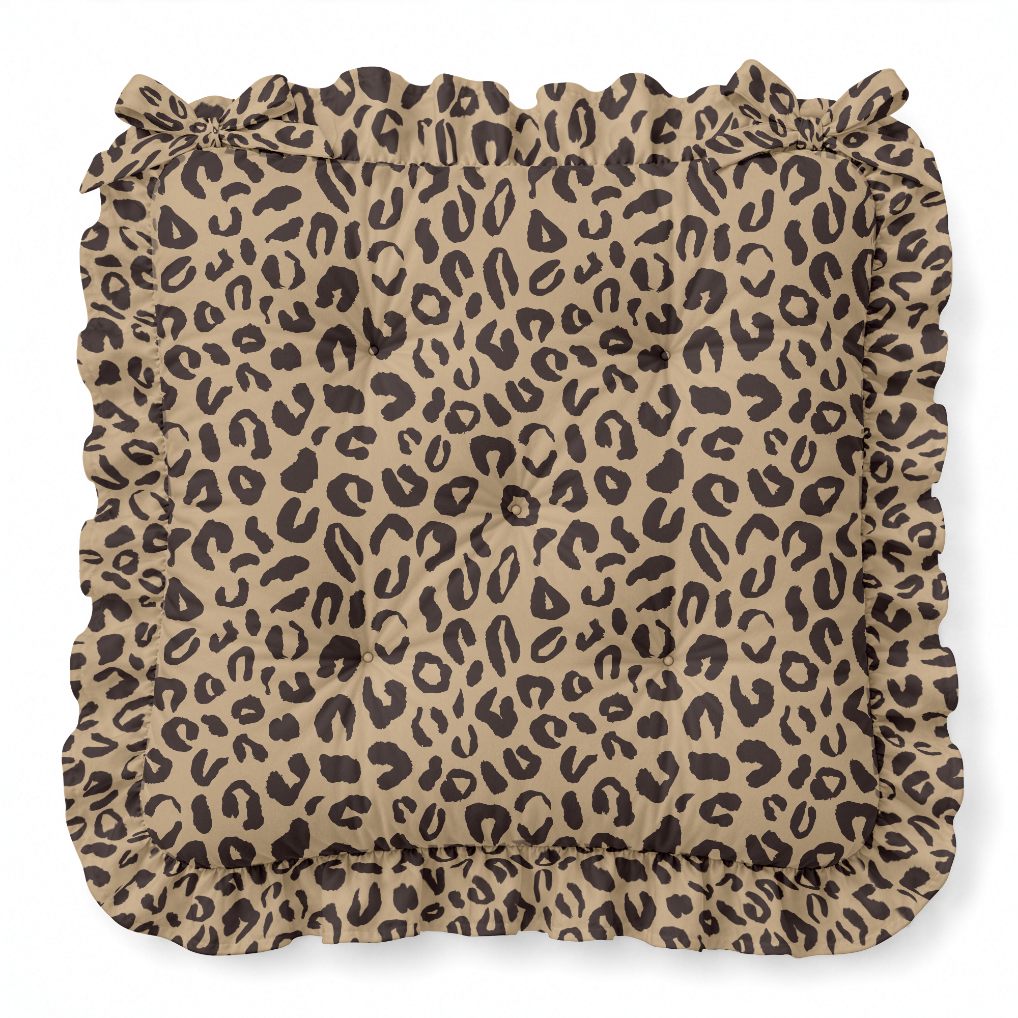 Leopard Spots Ruffled Chair Pad | Chair Cushion