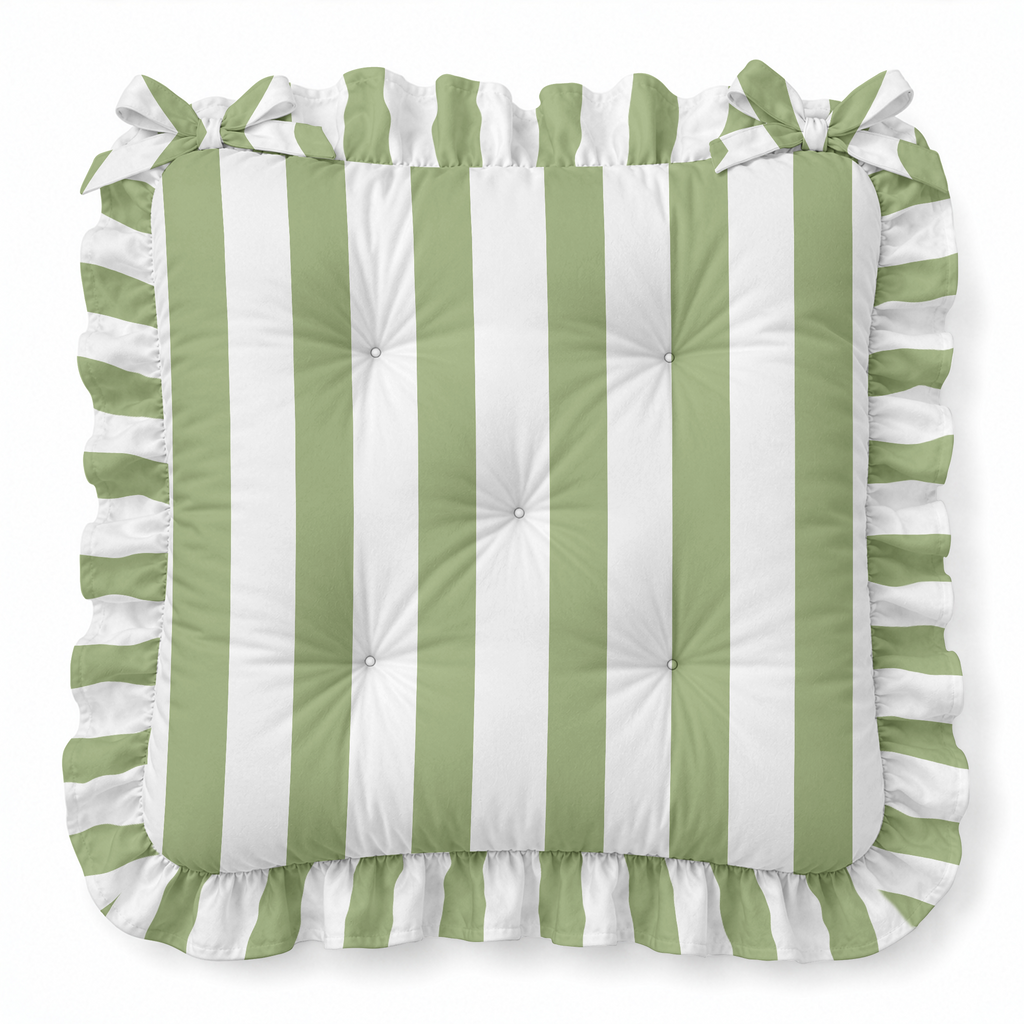 Simple Stripe Ruffled Chair Pad | Chair Cushion