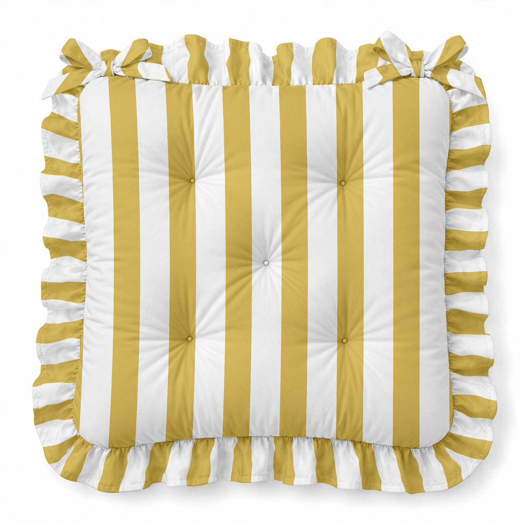 Simple Stripe Ruffled Chair Pad | Chair Cushion