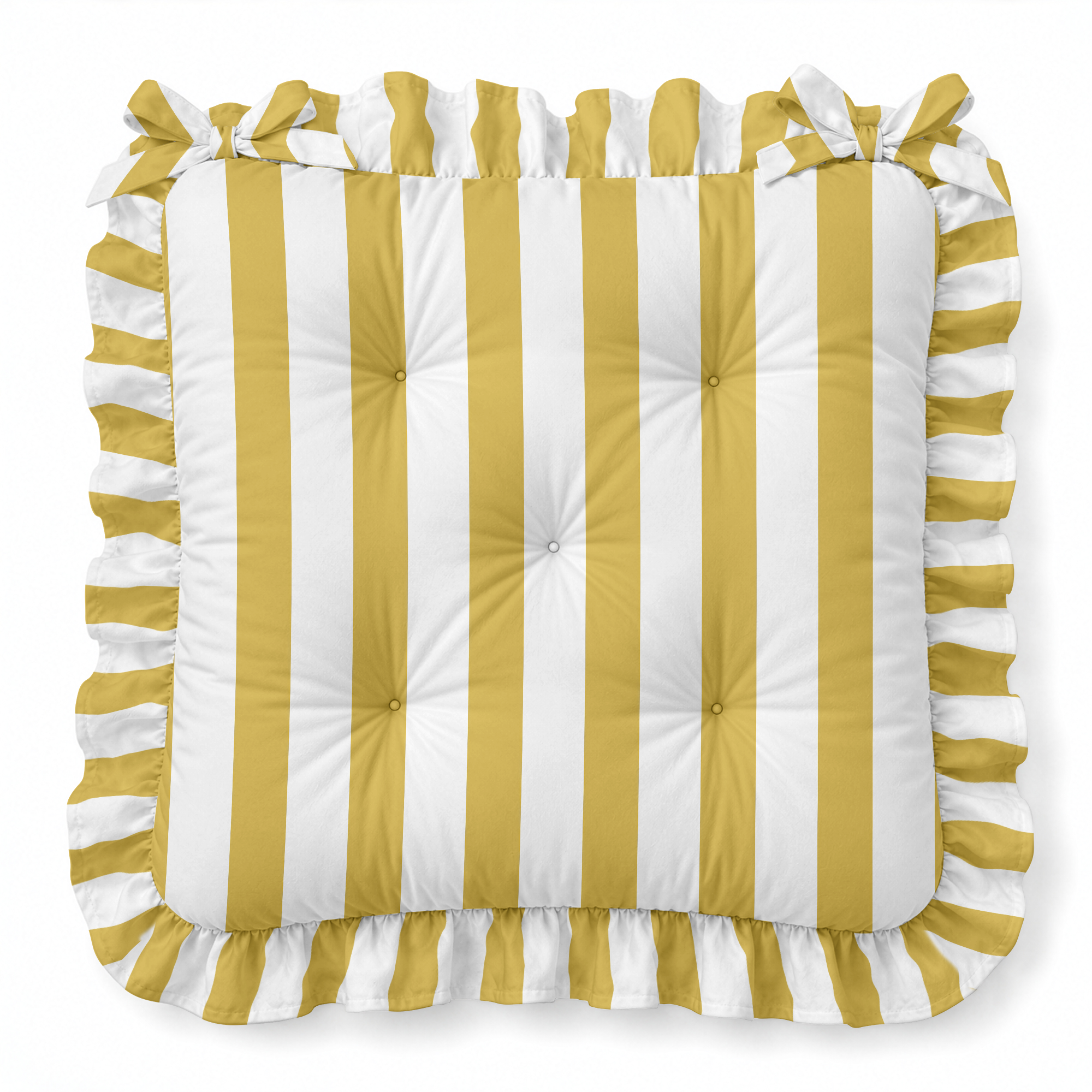 Simple Stripe Ruffled Chair Pad | Chair Cushion