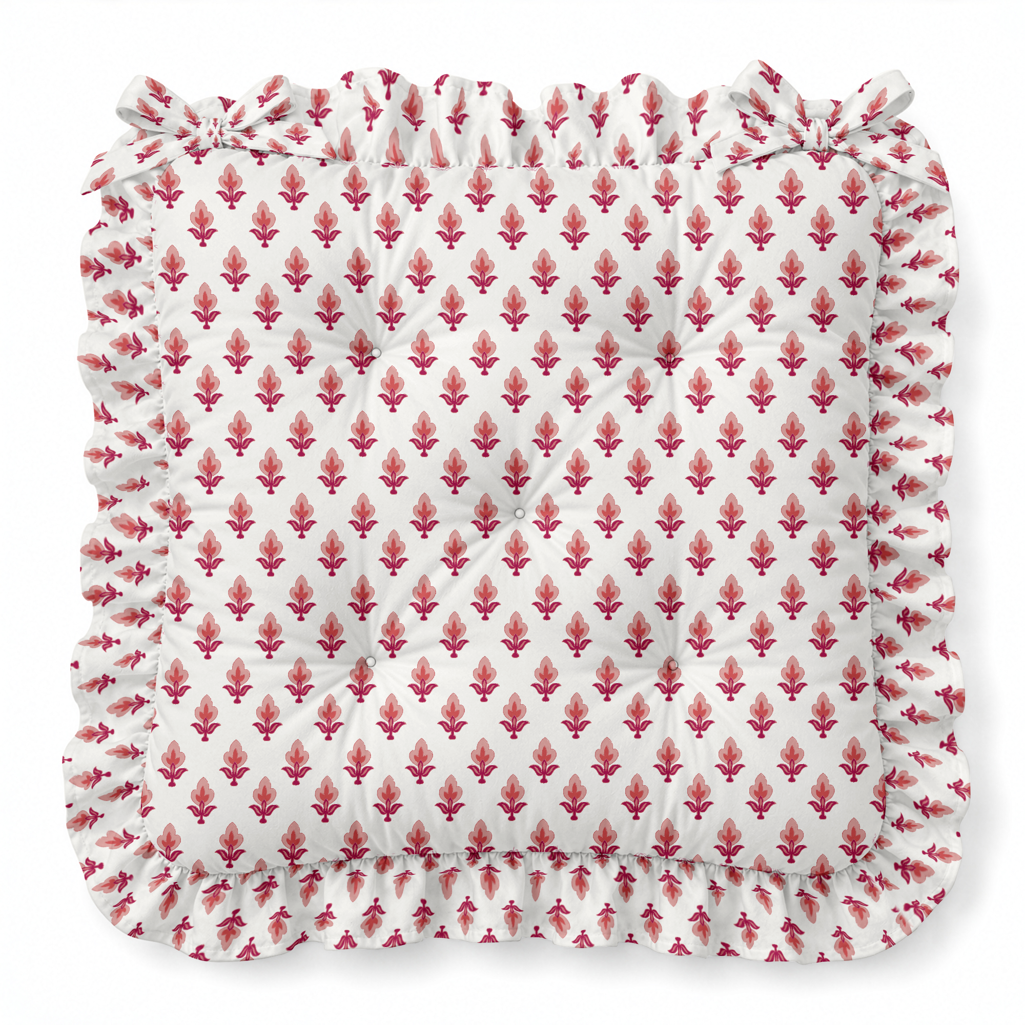 Bitty Block Ruffled Chair Pad | Chair Cushion
