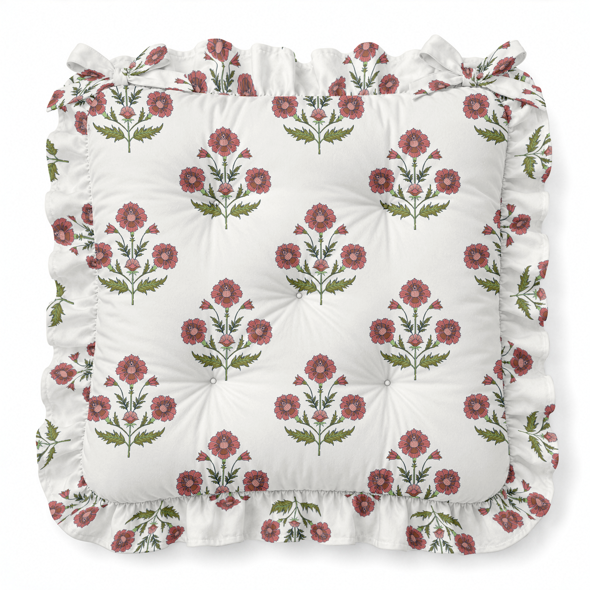 Georgia Repeat Ruffled Chair Pad | Chair Cushion