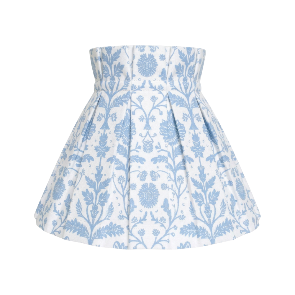 Delia Delft pattern on a lampshade cover on a white background