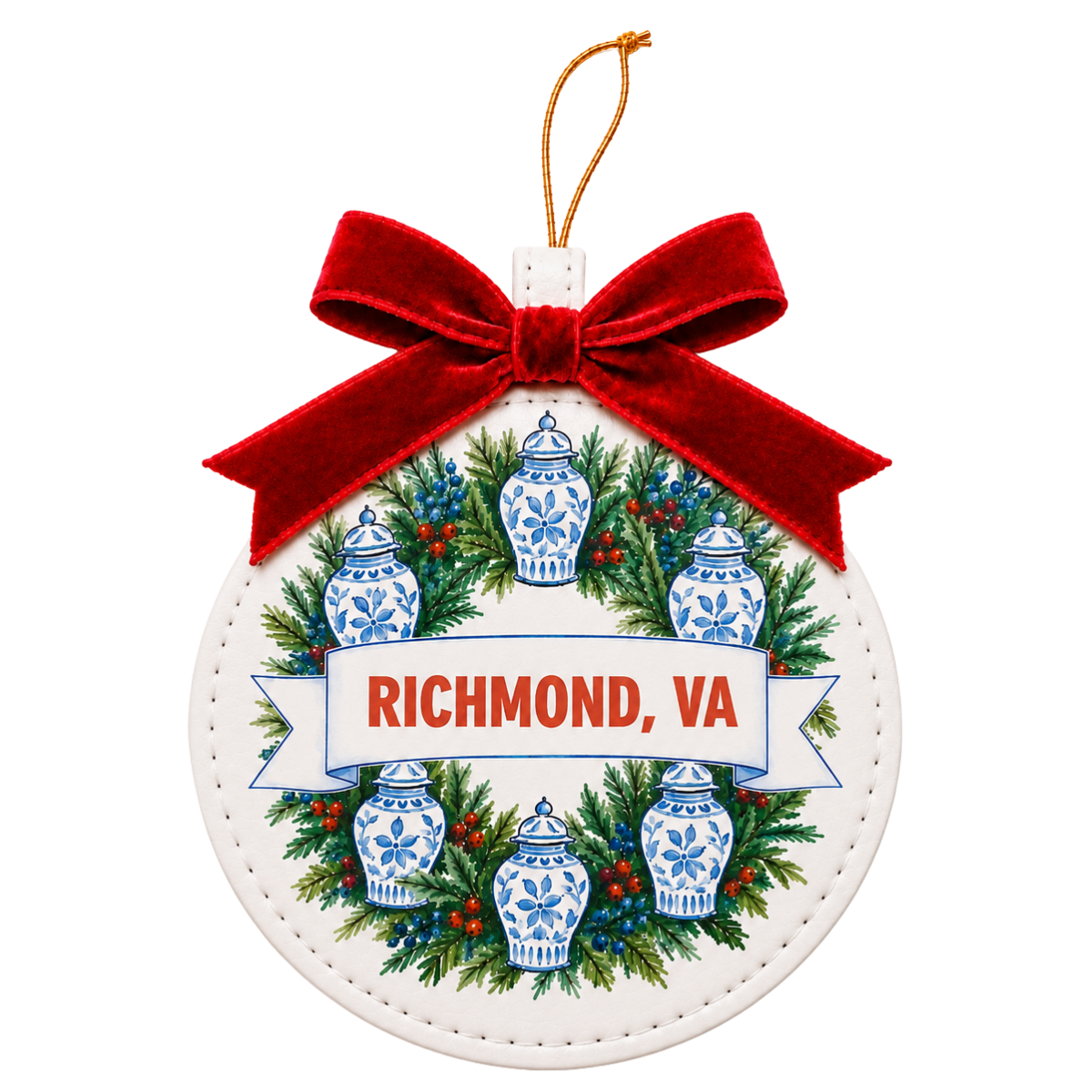 Personalized Festive Favorites | Vegan Leather Ornaments