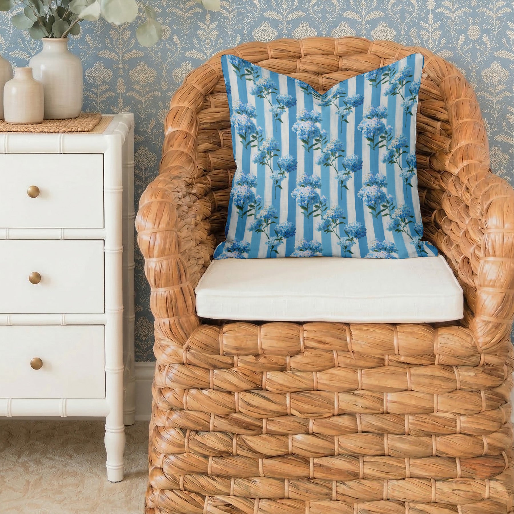 Hydrangea Stripe Tailored Pillows | Patterned Pillows