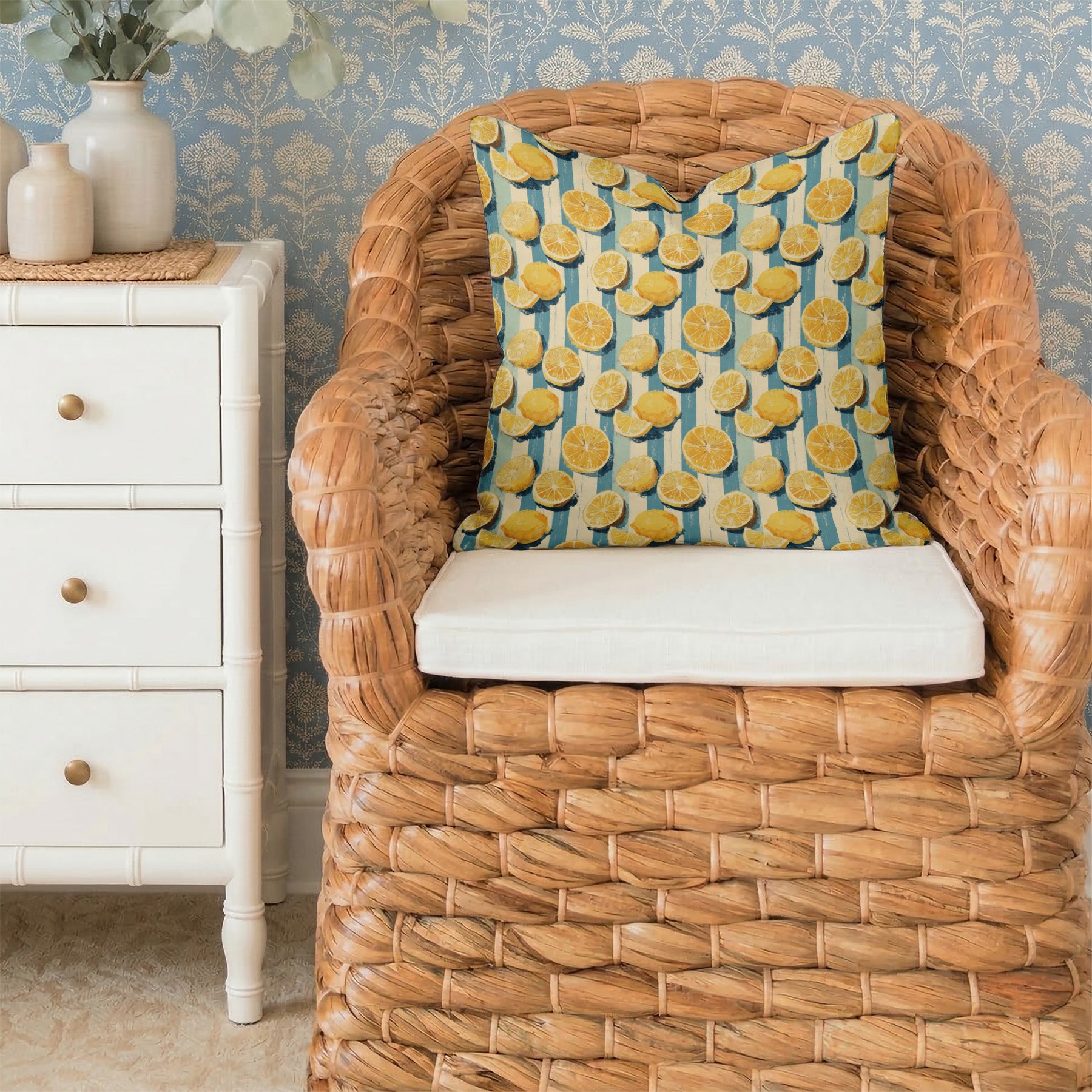 Lemon Stripe Tailored Pillows | Patterned Pillows