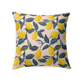 Decorative square pillow with Lemon Pink pattern on a white background