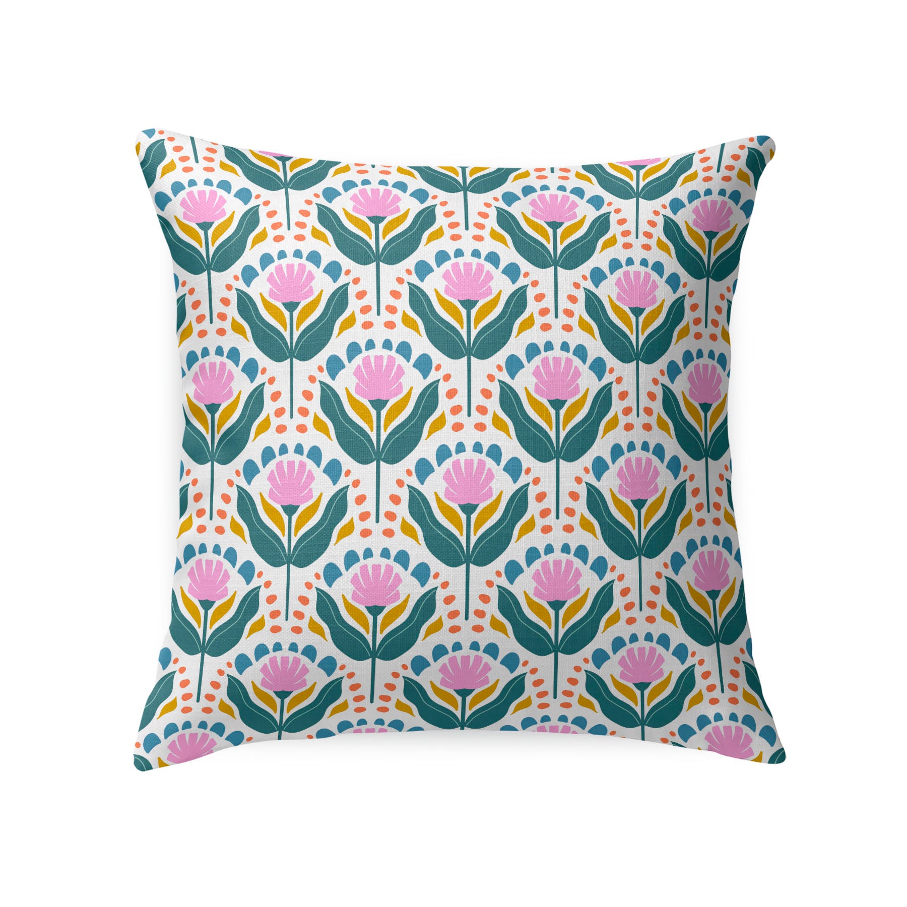 Square decorative pillow with Piper pattern on a white background