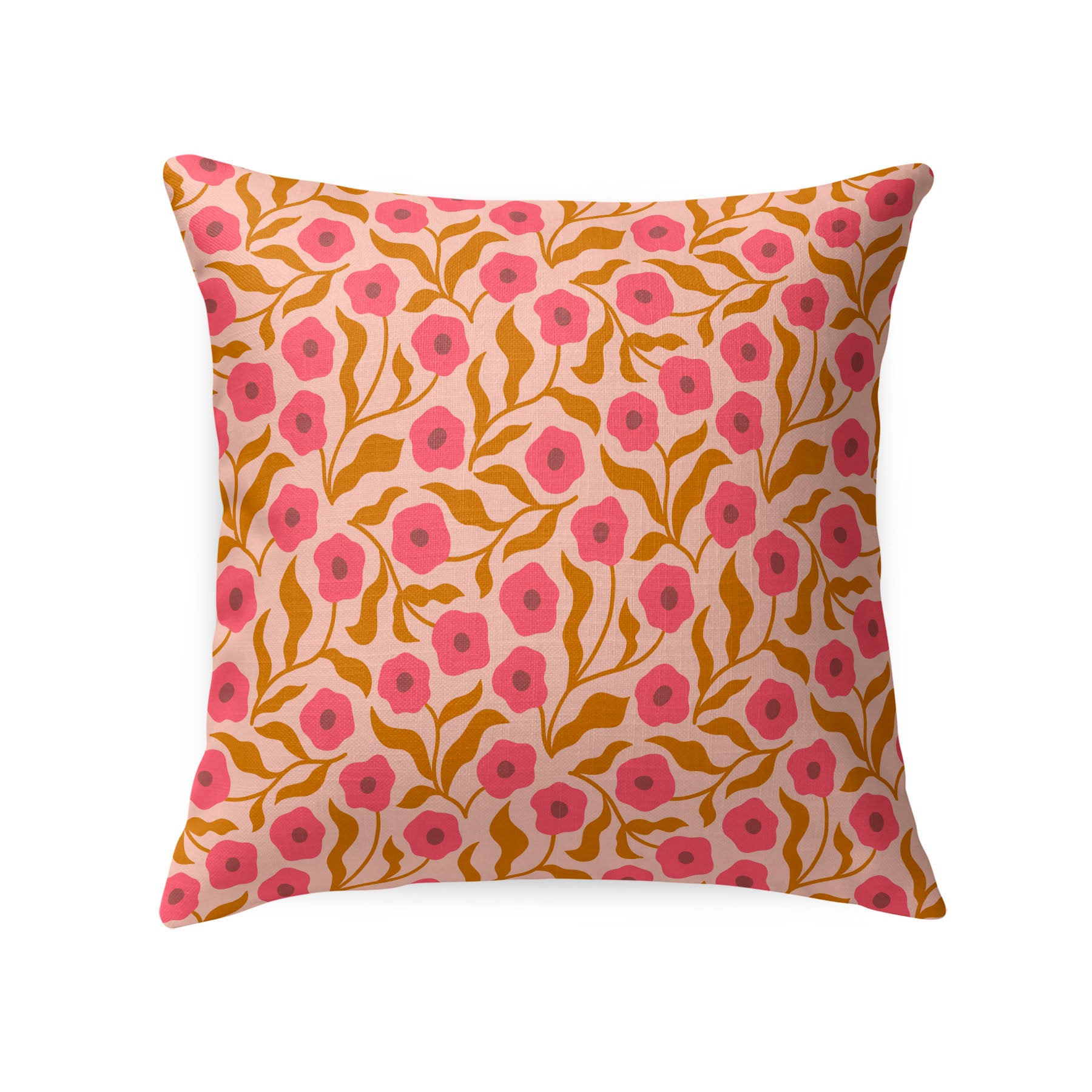 Decorative pillow with Poppy pattern on a white background