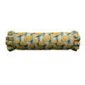 Roll-shaped pillow with lemon pattern on a white background