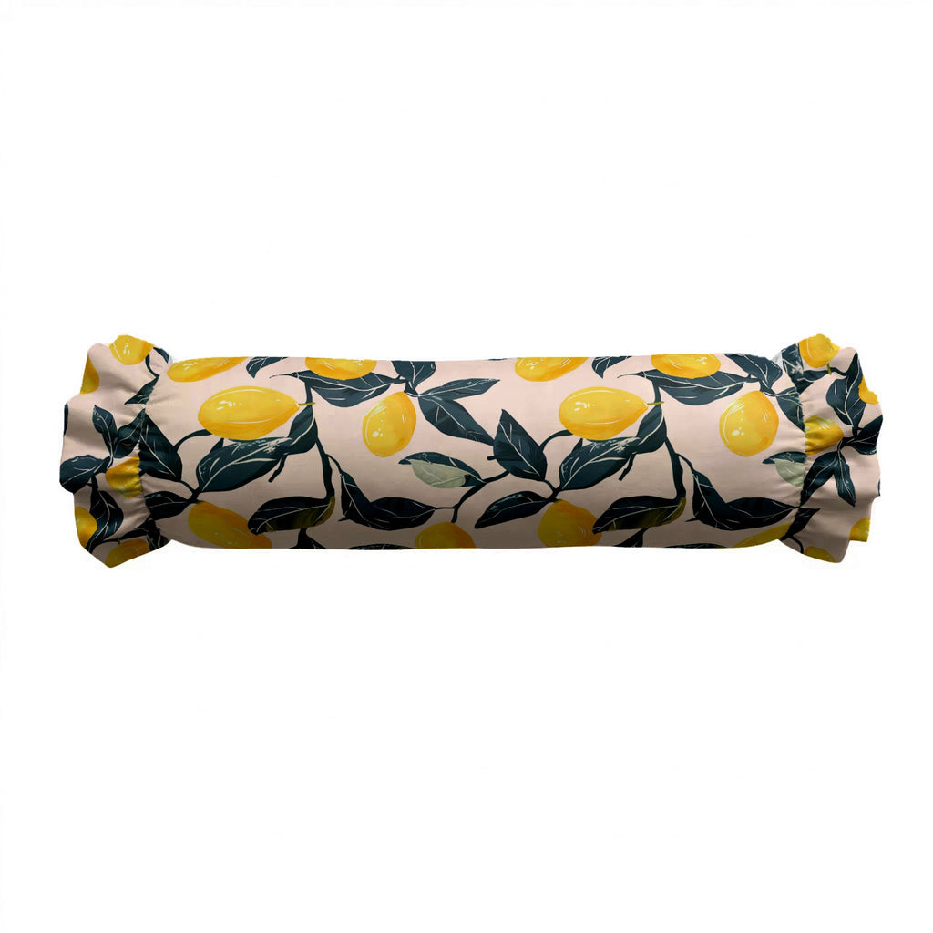 Roll of paper with lemon pattern on a white background