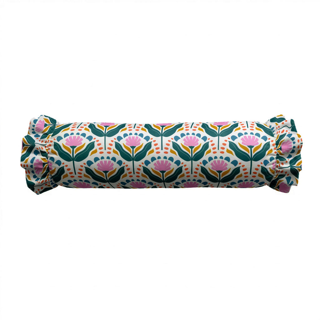 Rolled-up fabric with floral pattern on a white background