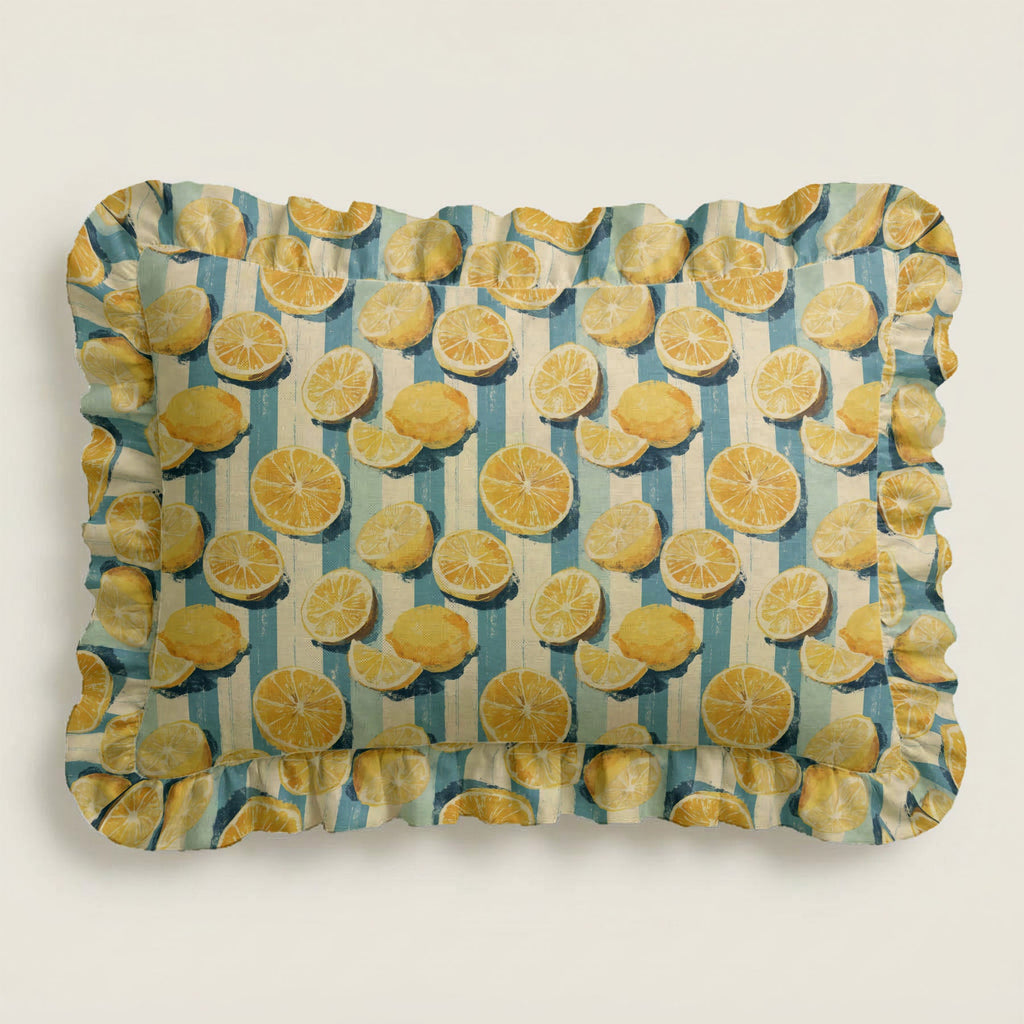 Rectangular tray with lemon pattern on a white background