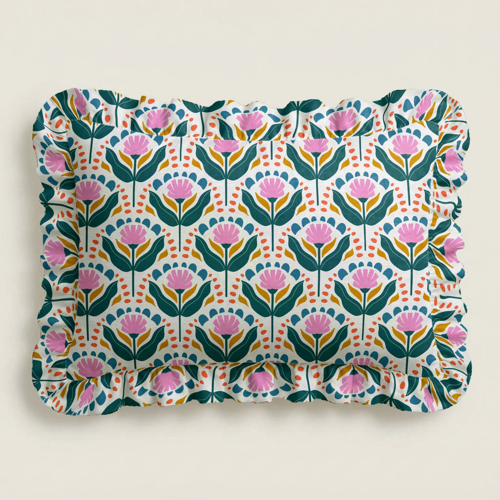 Rectangular tray with floral pattern on a beige background