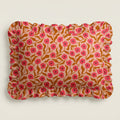 Rectangular fabric tray with pink floral pattern on a beige background