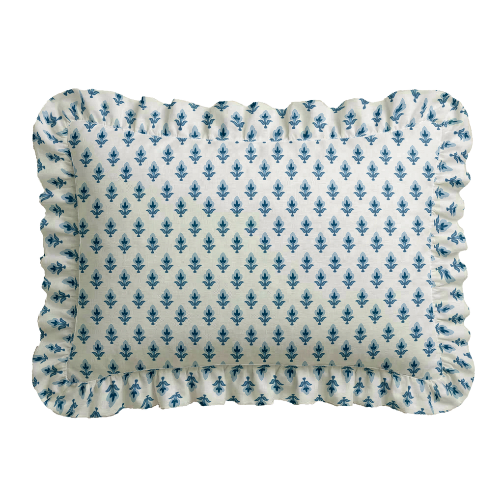 Bitty Blue Ruffled Pillow | Ruffled Decor Pillow