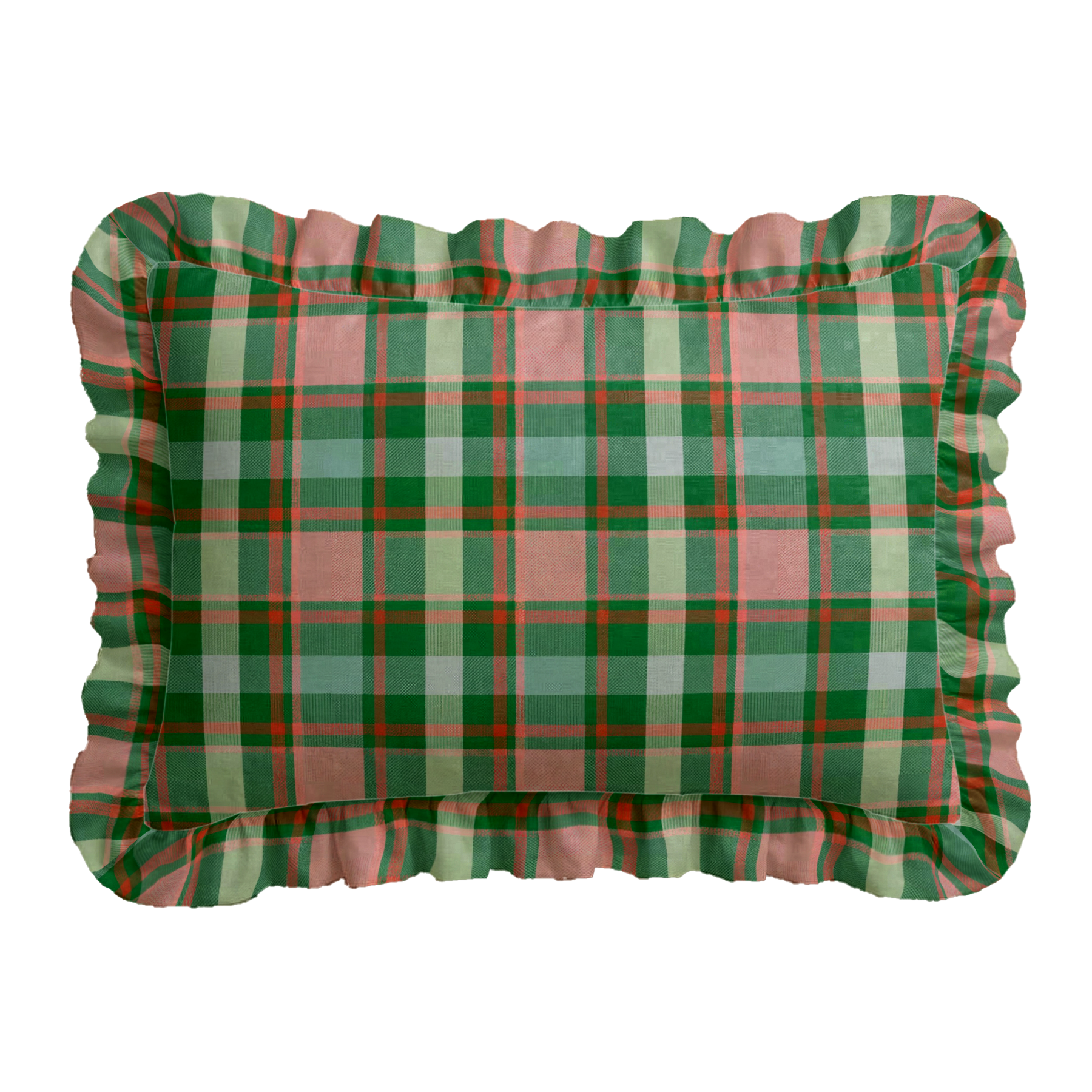 Christmas Plaid Ruffled Pillow | Ruffled Decor Pillow