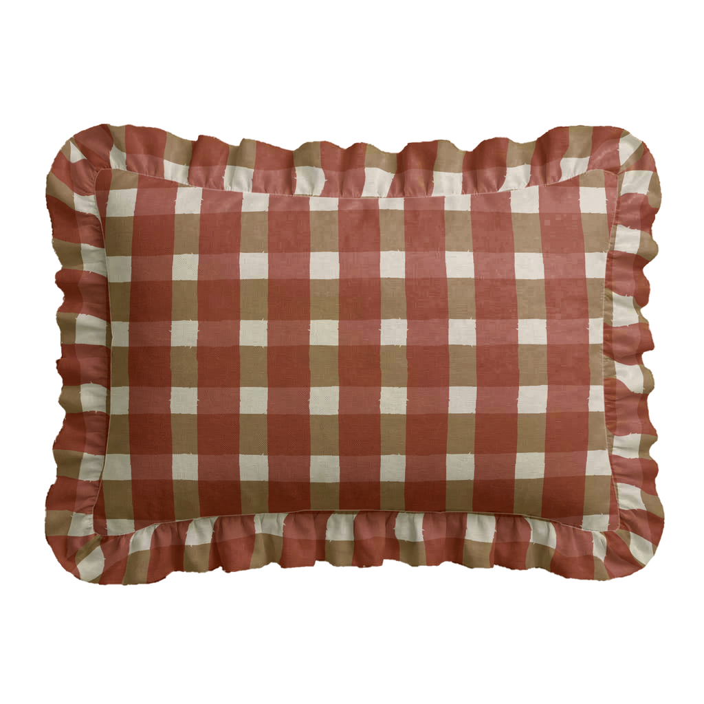 Fall Check Ruffled Pillow | Ruffled Decor Pillow