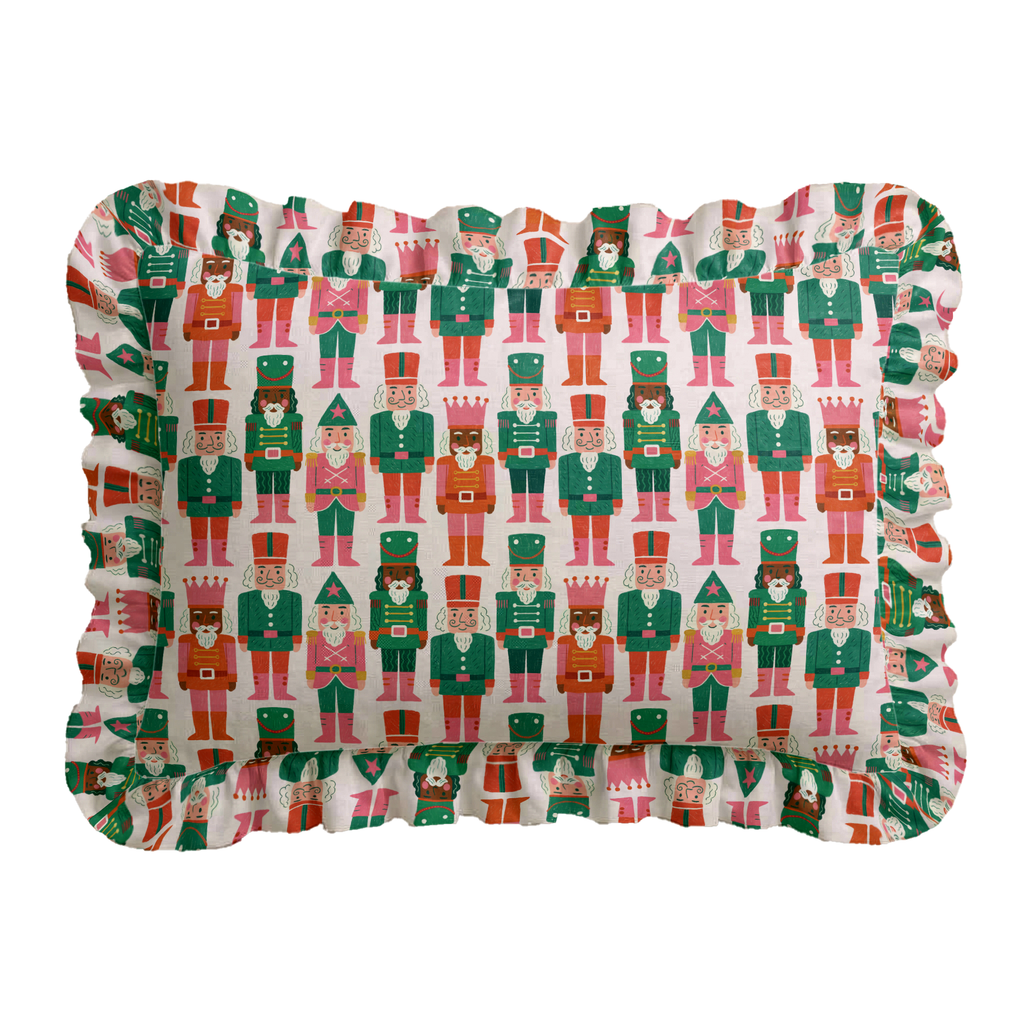 Nutcrackers Ruffled Pillow | Ruffled Decor Pillow