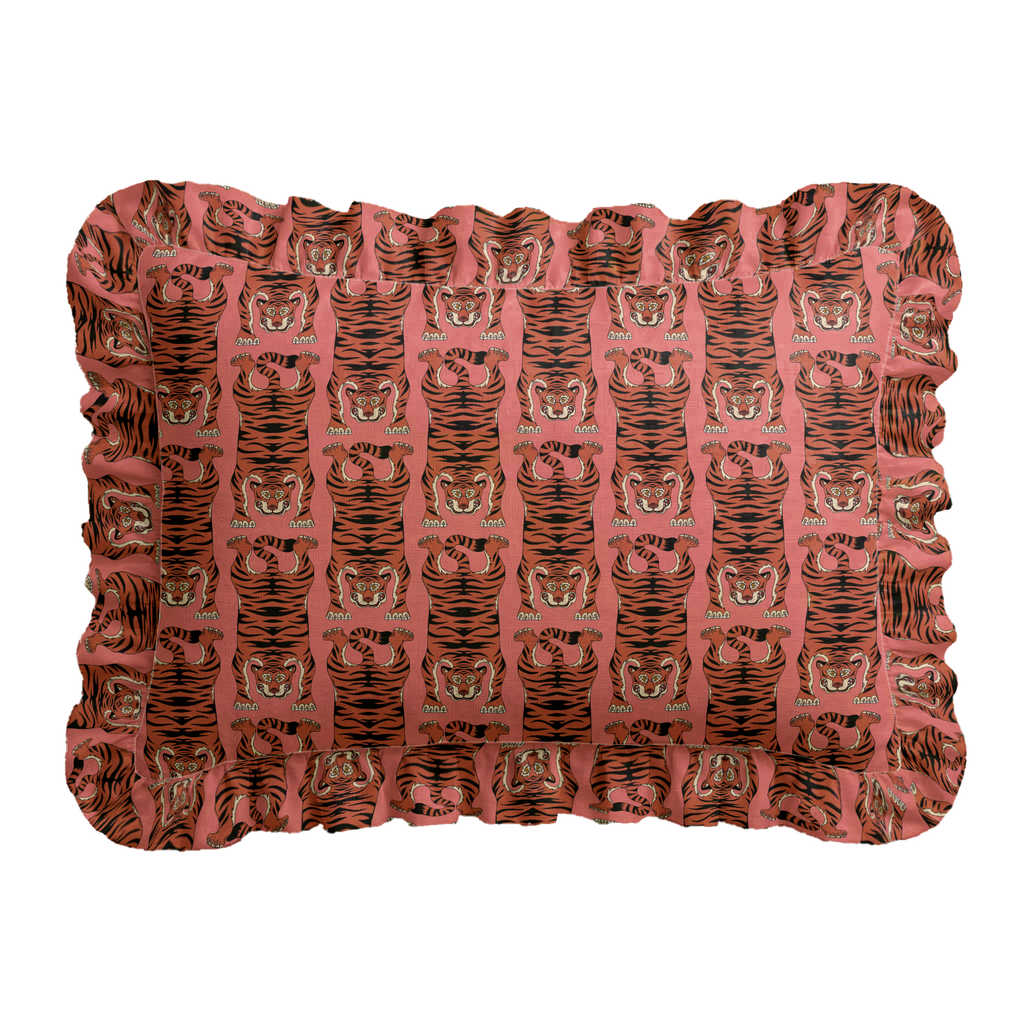 Tibetan Tiger Ruffled Pillow | Ruffled Decor Pillow