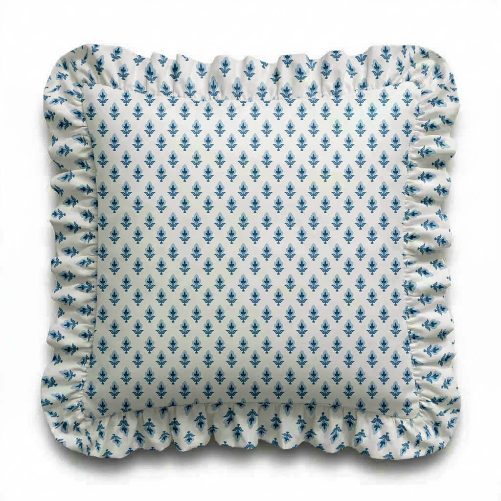 Bitty Blue Ruffled Pillow | Ruffled Decor Pillow