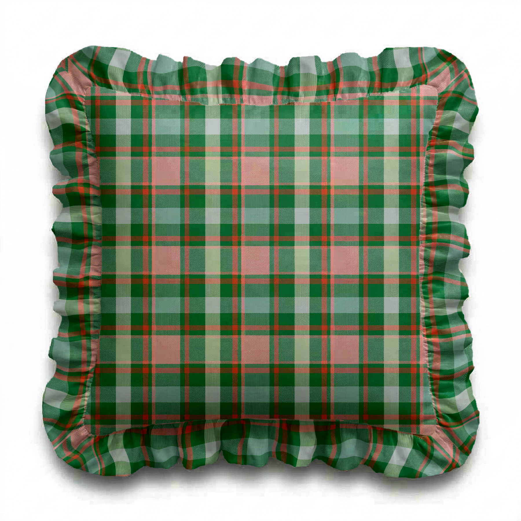 Christmas Plaid Ruffled Pillow | Ruffled Decor Pillow