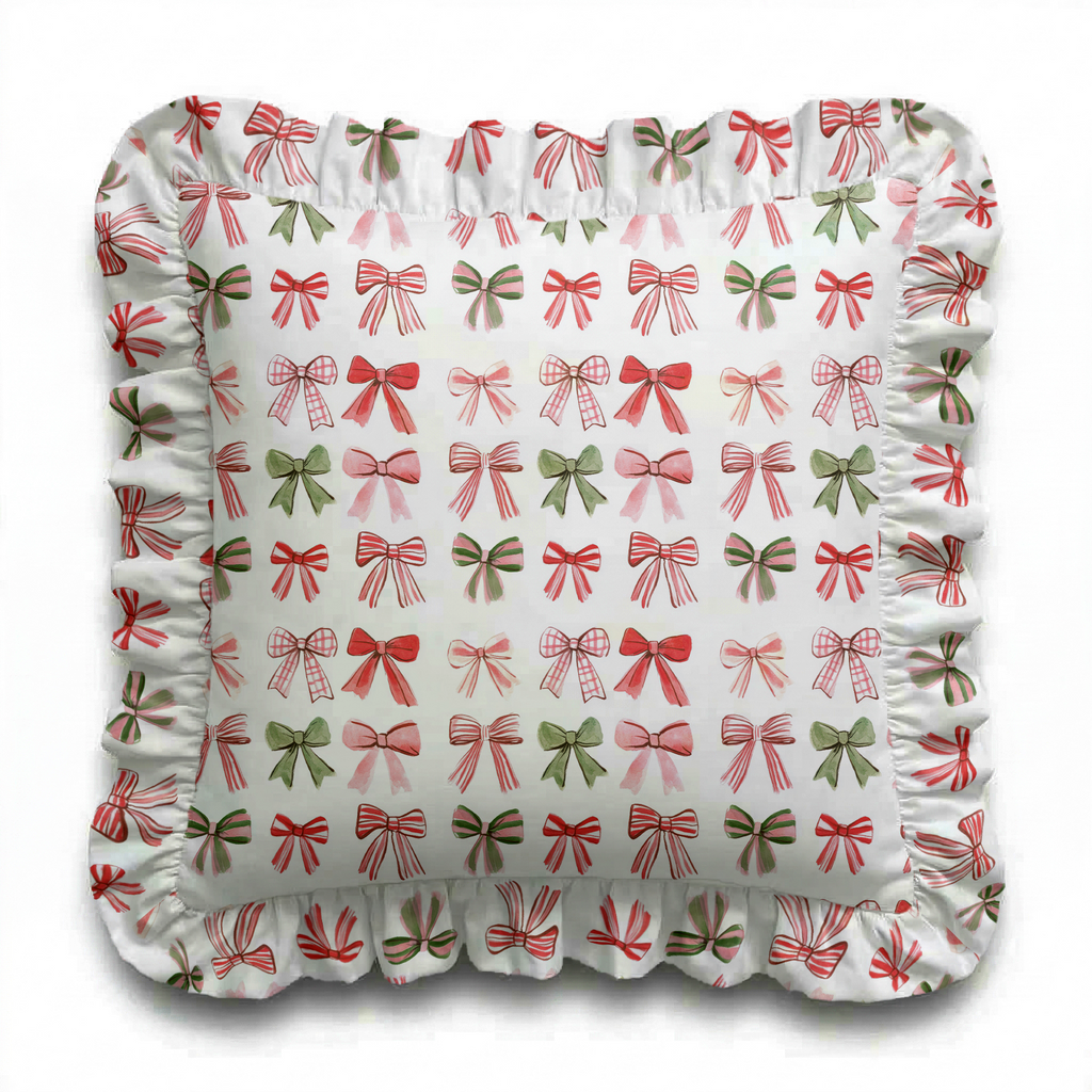 Coquette Christmas Ruffled Pillow | Ruffled Decor Pillow