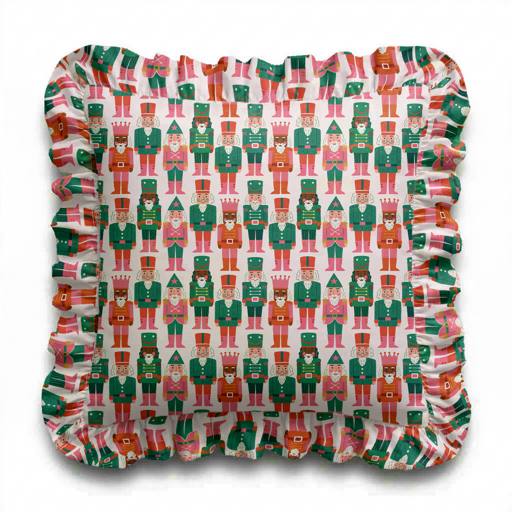 Nutcrackers Ruffled Pillow | Ruffled Decor Pillow