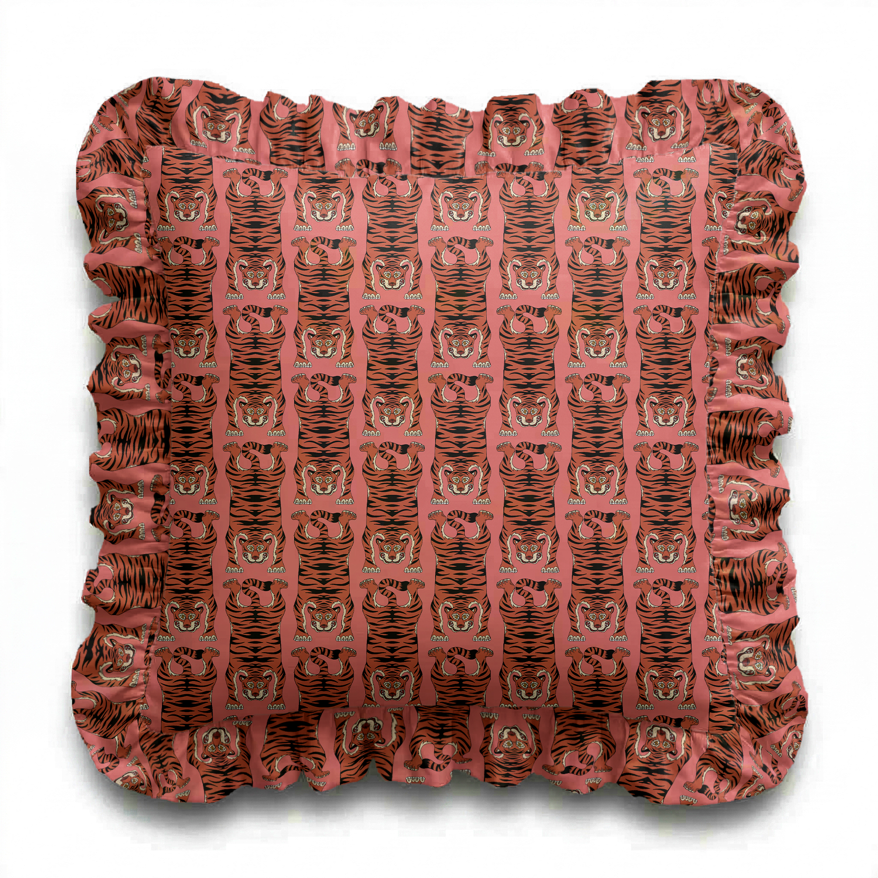 Tibetan Tiger Ruffled Pillow | Ruffled Decor Pillow